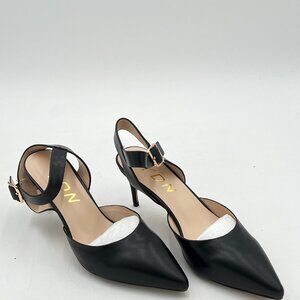 YDN Women Mid Heel Dorsay Sandals Ankle Straps Pumps Slingback Pointed Toe Buckl